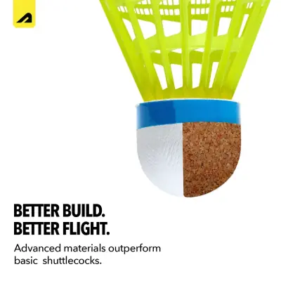 Boldfit Badminton Shuttlecock Set 3pcs High Durability Badminton Nylon Shuttle with Natural Wood Cork Base Ideal for Daily Practice for Beginners & Players Rally 200 Yellow (Pack of 3) Thumbnail 1