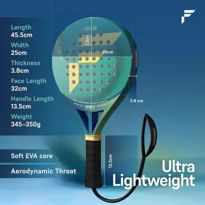 Kinex 100% Carbon Fibre Round Shape Padel Tennis Racket | 3D Spin Tech | Large Sweet Spot Thumbnail 2