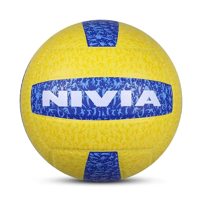 Nivia G-2020 Volleyball, Match Ball, 18 Panels, PU Leather Pasted with Grainy & Dimpled Texture, to Play on All Indoor & Outdoor Surfaces (Size - 4, Yellow/Blue) Mobile Image 3
